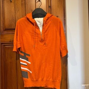 Hermes Orange Short Sleeve Hoodie with Graphic
